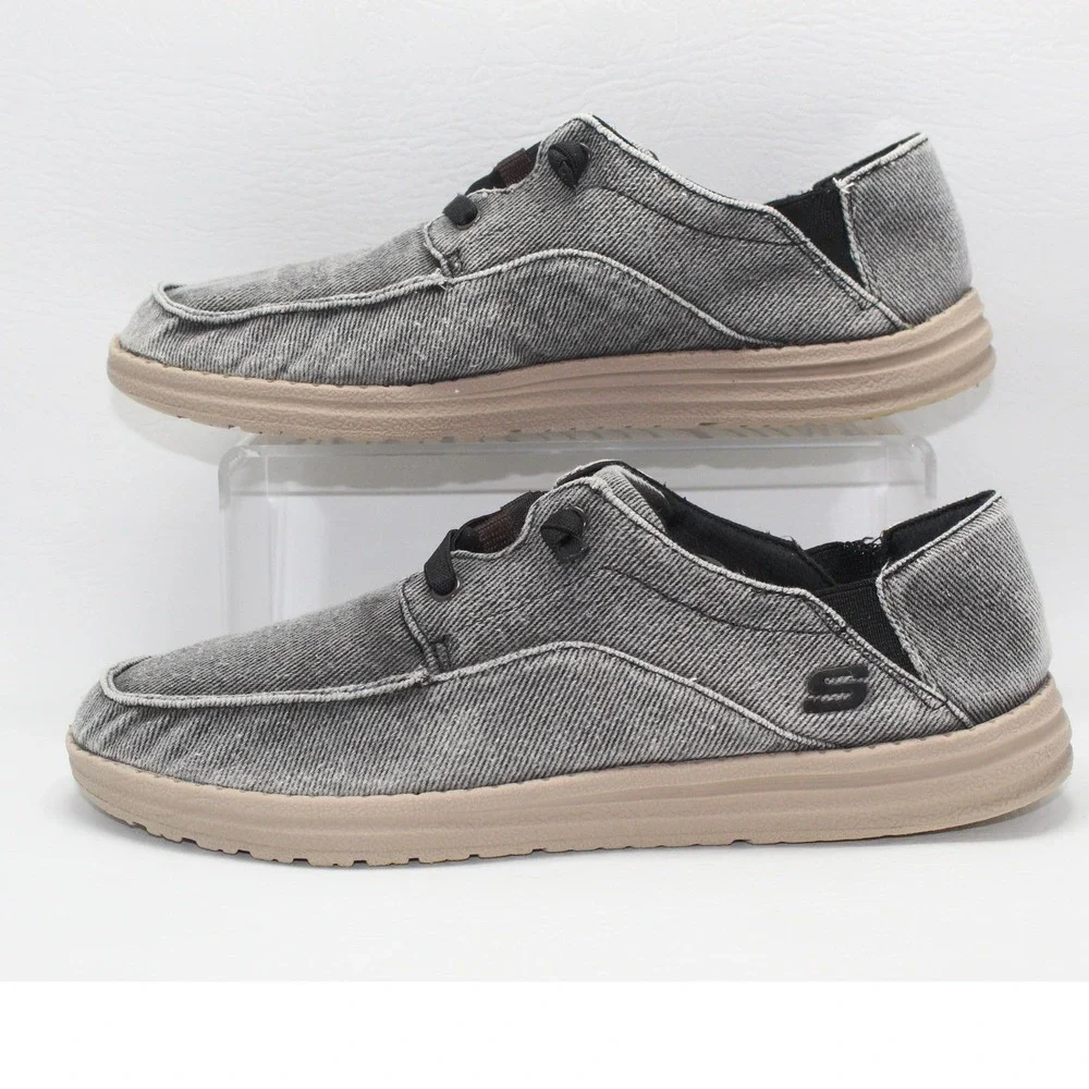 Skechers Classic Fit Air-Cooled Memory Foam Black Washed Sneakers 66384 Mens 8.5